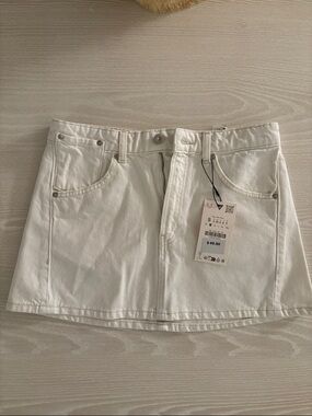 ZARA White Denim Mini Skirt